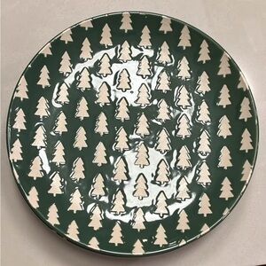 Crate&Barrel Forest Green and Cream Tree Plate